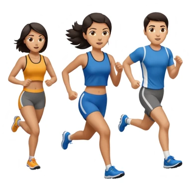 a female co-worker running and other co-workers chasing her  - female co worker with dark hair way in front... others far behind -- male and female co workers chasing female co worker -- make the other co workers far away in distance sticker