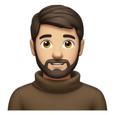 Straight hair Dark brown beard dark brown hair white Young boy in turtleneck sweater sticker