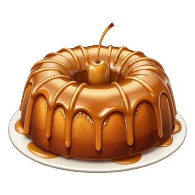 Caramel Bundt cake with gooey apple slices on top  sticker