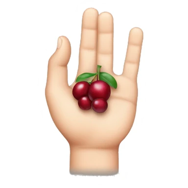 hand holding a cranberry between thumb and index finger sticker