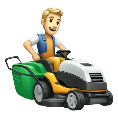 Guy mowing lawn with lawnmover sticker