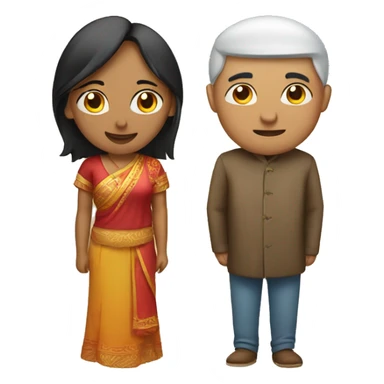 A Chinese man and an Indian woman in love sticker