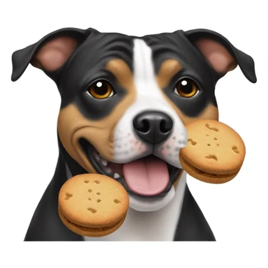 Staffie with a biscuit sticker