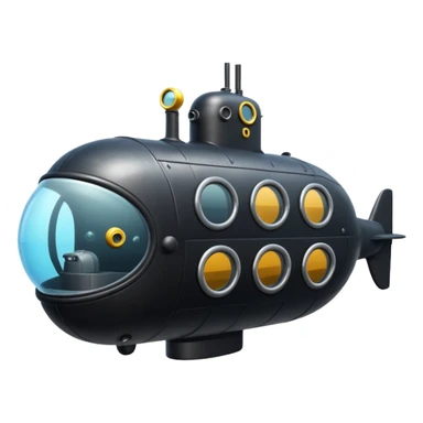 can you generate an emoji of a small black submarine with only two portholes? sticker