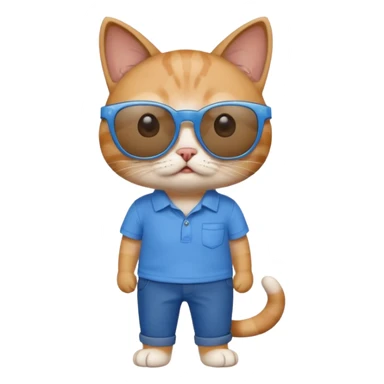 Cat with sunglasses with blue shirt pants and shocked sticker