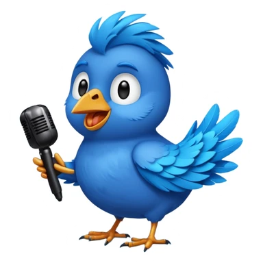 A blue Twitter bird happily singing Beautiful music sticker