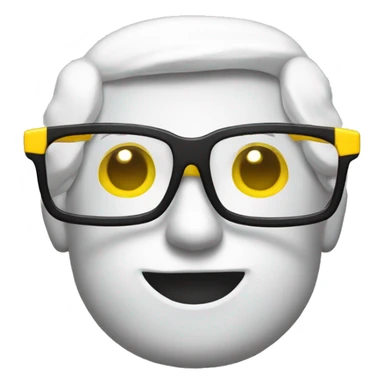 yellow nerd emoji with big glasses with white tape in the middle of glasses sticker