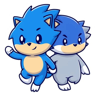 Sonic the blue hedgehog and Silver the white/silver hedgehog holding hands together as friends sticker