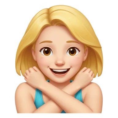 girl with crossed arms around her neck laughing sticker