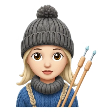 Knitted hat with knitting needles sticker