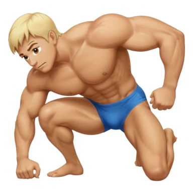 Blonde, white, Naked man, spreading butt cheeks, bent over, exposed ass hole, testicles, balls, looking back at camera sticker