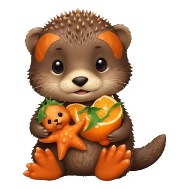 baby otter hold a starfish sticker