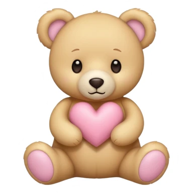 Teddy bear with a heart in soft pink, beige and yellow pastel colors sticker