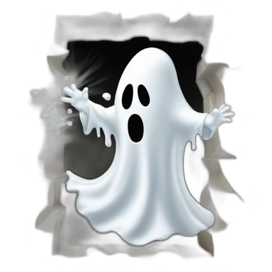 ghost stuck halfway in a wall ejecting a spray of white milky substance forward from center of body all over with a donkey in the background sticker