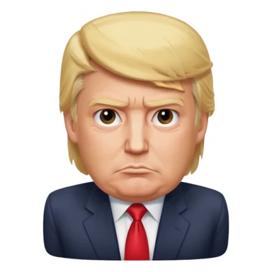 donald trump but his head is square, like a wooden block sticker