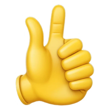 Apple-style 3D illustration of a single yellow emoji hand giving a thumbs up gesture, glossy and rounded, centered on a clean white background, soft shadow underneath, isolated and minimal design sticker