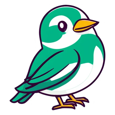 Sophisticated Maya fresco-inspired bird messenger, elegant clean lines, precise geometric shapes, artistic dark green on white sticker