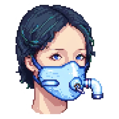 Pixelated blue mouthpiece with breathing tube and nose clip for VO2 max testing, no face sticker