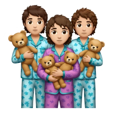 the band greta van fleet wearing pajamas and holding teddy bears sticker