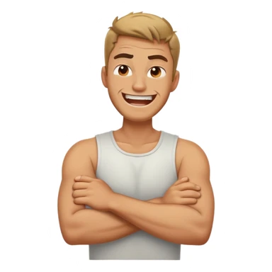 arms crossed around neck angry laughing guy sticker