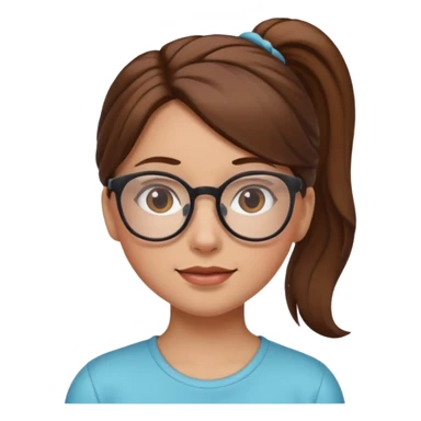 brown haired Ponytail Girl with Glasses sticker