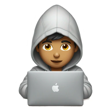 indian boy wearing a hoodie working on macbook sticker