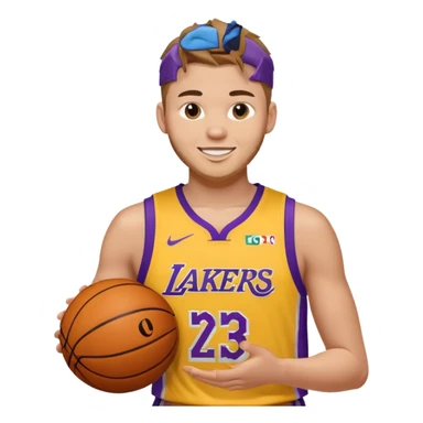 Luka doncic in Lakers uniform with basketball sticker