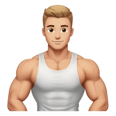 Handsome muscular boyfriend with defined abs, wearing a tank top, strong jawline, charming smirk, flexing arm, sun-kissed skin, sticker