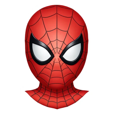 An emoji-style illustration of Spider-Man's head. The head should be round and stylized like an emoji, with the iconic red mask, black web pattern, and large white eyes. Simple, bold lines, cartoonish and expressive, with a clean and minimal emoji aesthetic. sticker