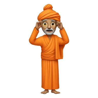 old slim swami with all orange cloths and u shaped chandlo on his forhead sticker