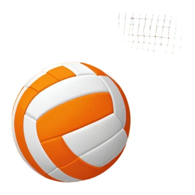 A close-up of a volleyball on the court, with the net in focus and the court markings visible. The background shows the stands filled with spectators, creating an energetic atmosphere of a volleyball match, with attention to detail on the equipment and the surrounding environment. sticker