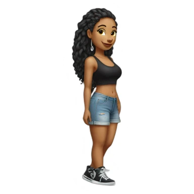 Curvy white hip hop girl full length sticker