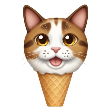 Icecream with brown calico cat sticker