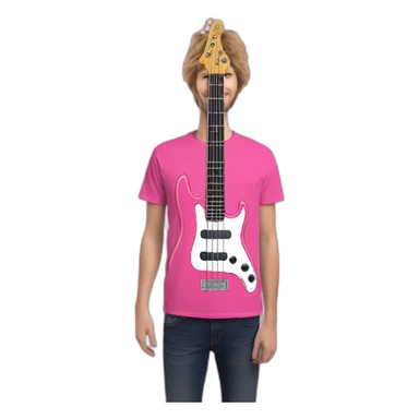 bruned-long-bassguitar-player-pink-tshirt-pink sticker