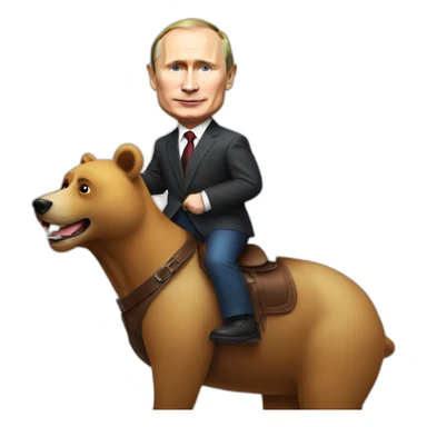 Vladimir putin with rainbow flag riding on a bear sticker