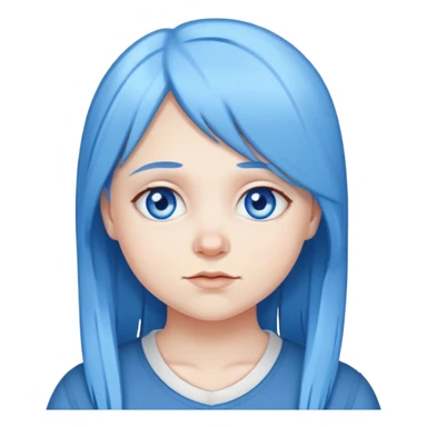 White girl with blue eye and Down syndrome and blue hair  sticker