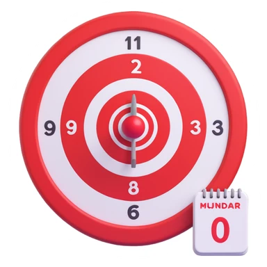 3D emoji of a calendar with a red and white bullseye target symbol on one of the dates sticker