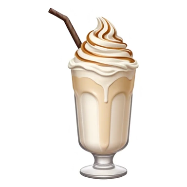 Cinematic Realistic Milkshake Drink Emoji, depicted as a thick, creamy milkshake with a swirl of whipped cream rendered with rich textures and inviting, nostalgic lighting. sticker
