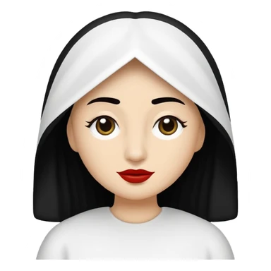 vull un perosnatge estil bimoji que sigui com una nimfa bella i fantasmal amb túniques blanques. Té la pell blanca com el guix, cabell platejat, un nas llarg, ulls negres grans i llavis carmesí. sticker