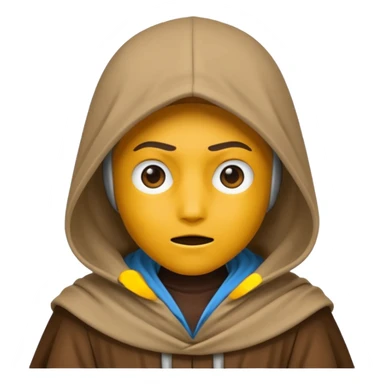 Jedi wearing hood emoji eyes covered by hood sticker