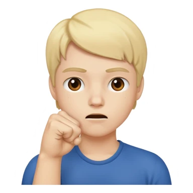 держит у рта кулак  sticker