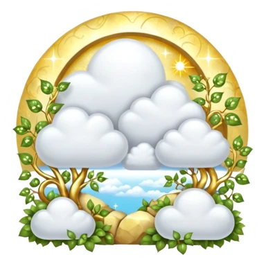 White and glittery gold with marble stones, vines, divine, heavenly, spiritual, pure, glowing, cute clouds, sunshine, sparkly, beautiful, elegant, luxurious, pretty, aesthetic scenery scene picture   sticker