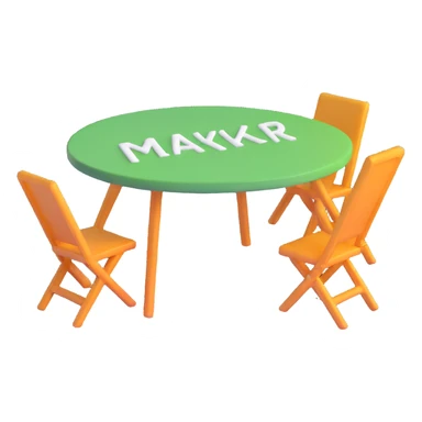 table with MAKAR written on top sticker