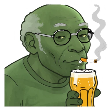 Old black grandpa sitting in a lawn chair drinking a beer and smoking  sticker
