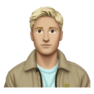 white guy with blonde highlights and brown hair who is fashionable wears stone island jacket and listens to vaporwave sticker