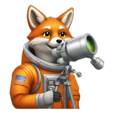 fox in a cosmonaute suit and a telescope sticker