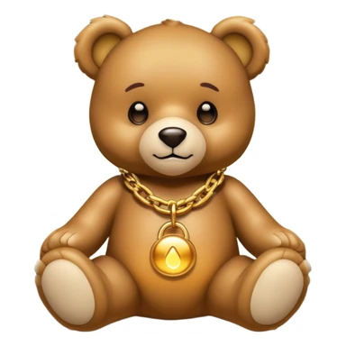 gold metal glow chain tedy bear sticker