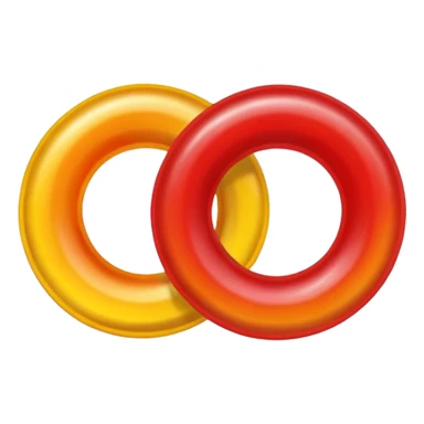 emoji de 2 gomitas en forma de aro una colo rojo y otra amarillo de muy gruesas  sticker