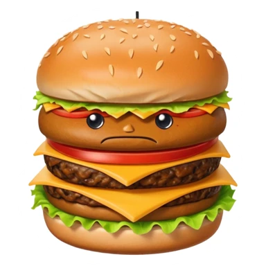 Burguro And Fryuro is two separate entities. The one on the left is a burger, consisting of 2 buns, lettuce, cheese, meat and tomatoes. The burger expresses a angry expression. While the one on the right is a carton of fries, also having a slightly annoyed expression. sticker