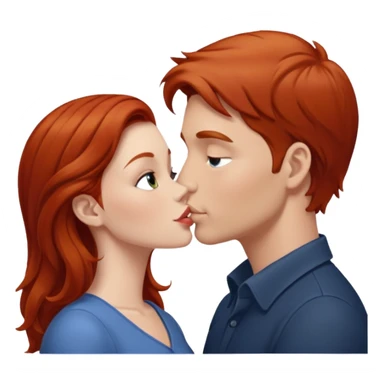kissy face between white man with brown hair and redhead woman sticker